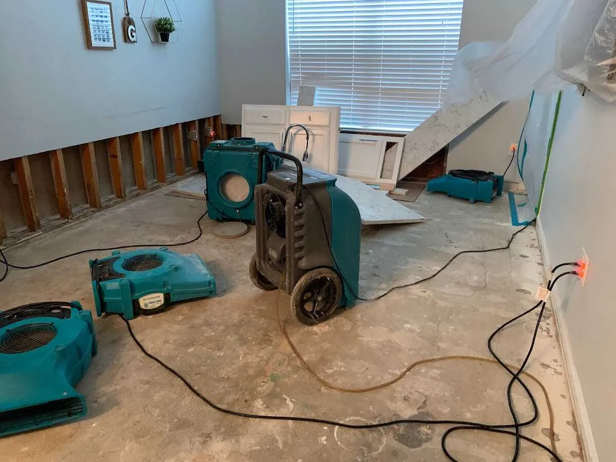 Dehumidifier in flood-cut room for Water Extraction & Removal in Canton