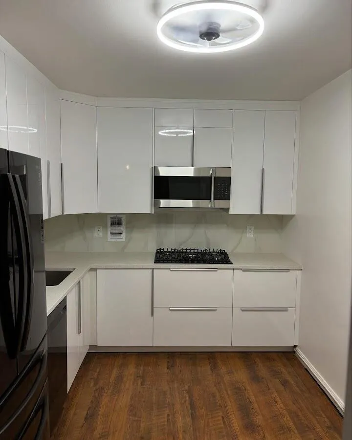 Renovated kitchen with quartz countertops in Canton